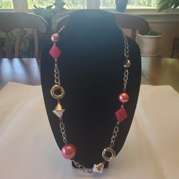 Treska glam funky beaded long statement adjustable link necklace - Picture 4 of 4